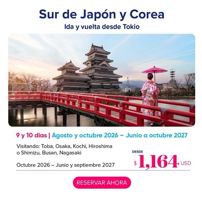 Sur de Japón y Corea — ida y vuelta desde Tokio, desde $1,164 USD